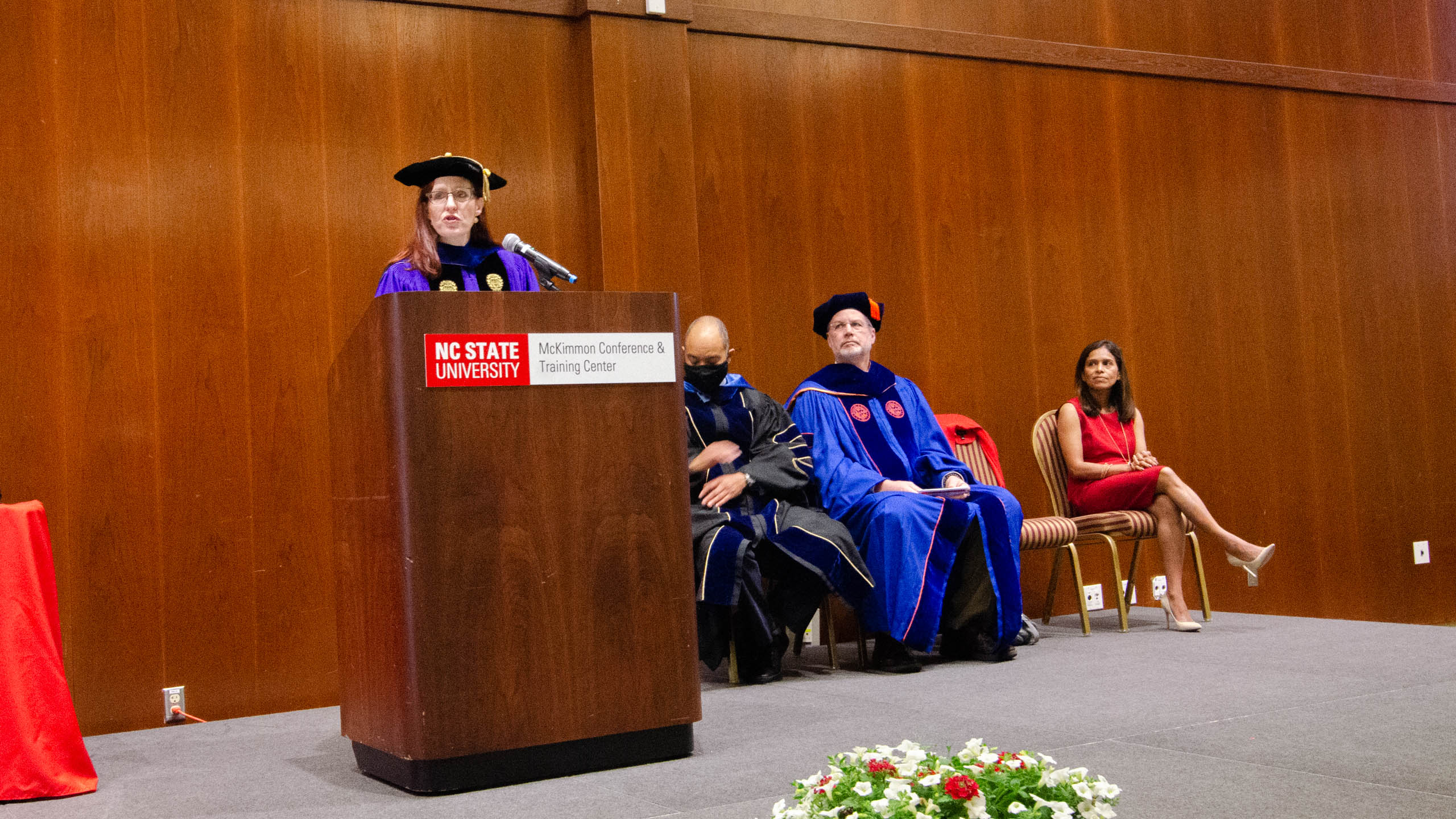ISE Department Head Julie Swann speaks at the Spring 2022 Graduation Ceremony