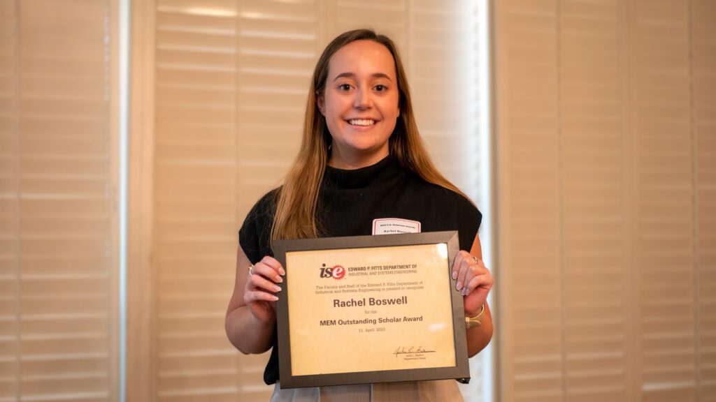 Rachel Boswell receiving her Outstanding Scholar Award