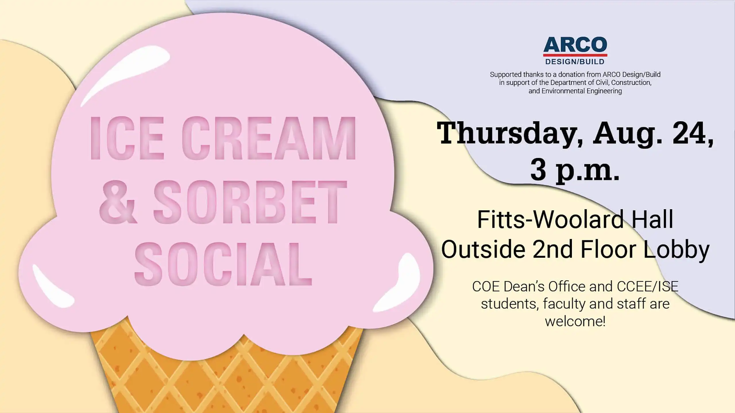 Information about the ISE and CCEE ice cream and sorbet social.