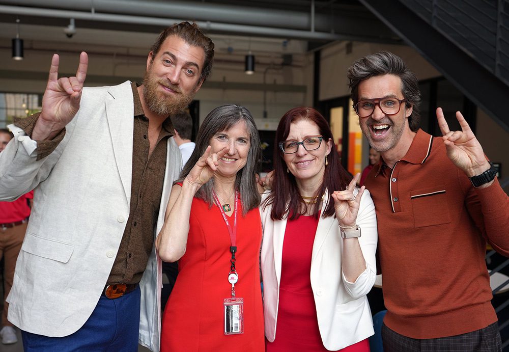 Rhett, Jacqueline Gibson (CCEE), Julie Swann (ISE) and Link showing off their best Wolfies