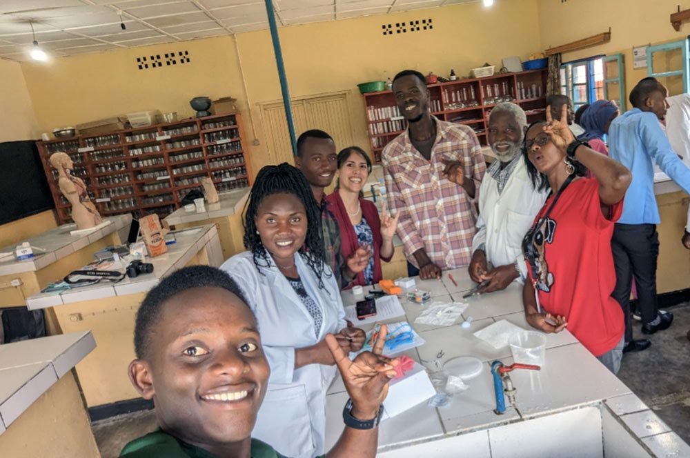 Several students and faculty of the school in Rwanda