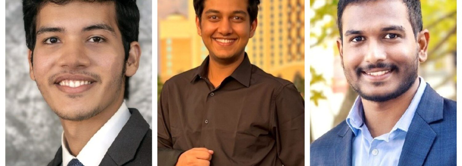 Three vertical headshots of the three featured students