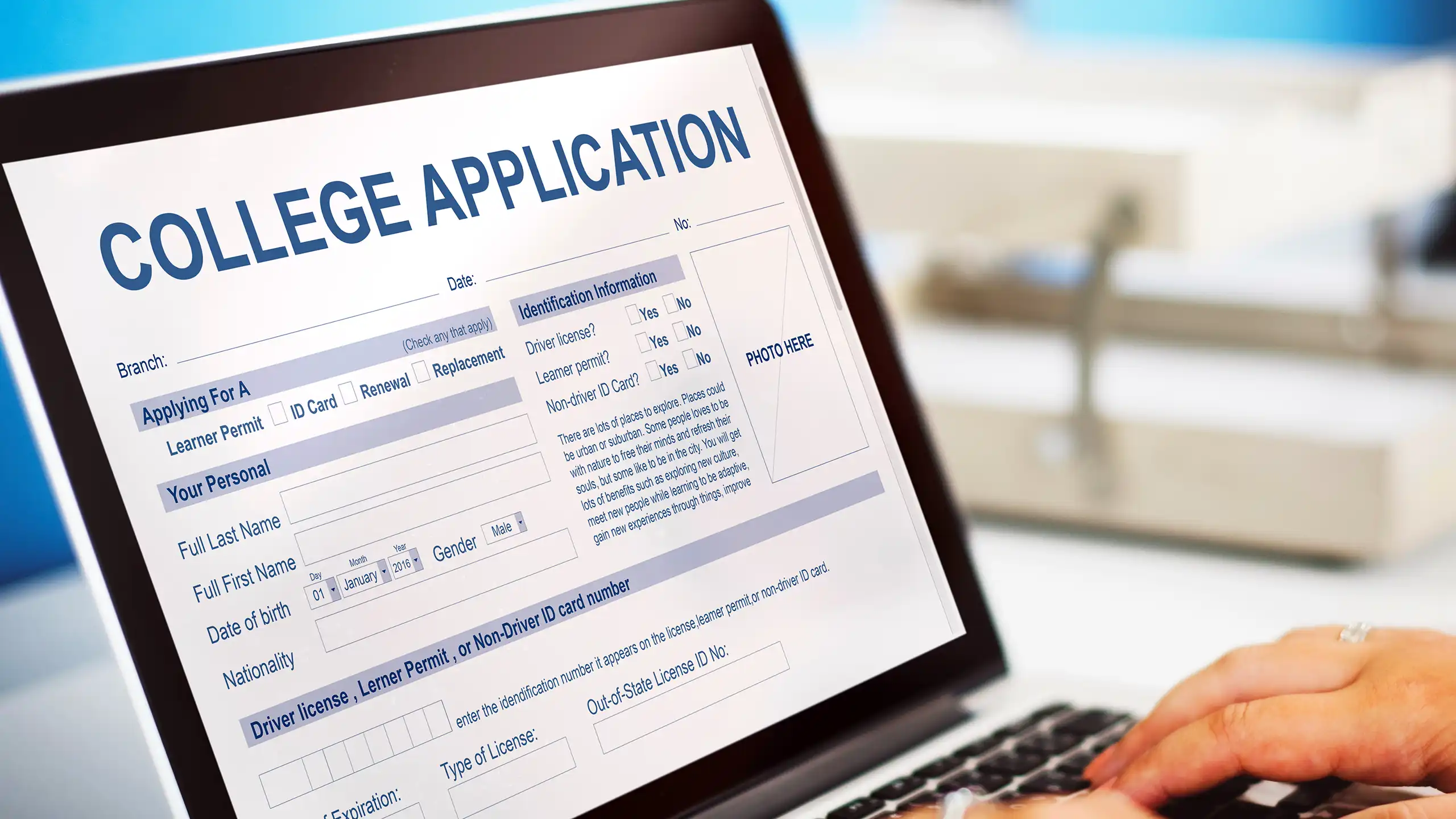 A student filling out an online application form so that he can apply to the Master's of Engineering Management at NC state University.