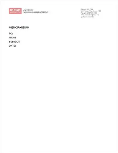 An 8.5 by 11 MEM memorandum 