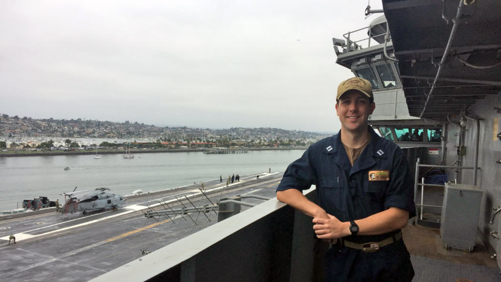 John Chamberlain aboard the USS Abraham Lincoln.